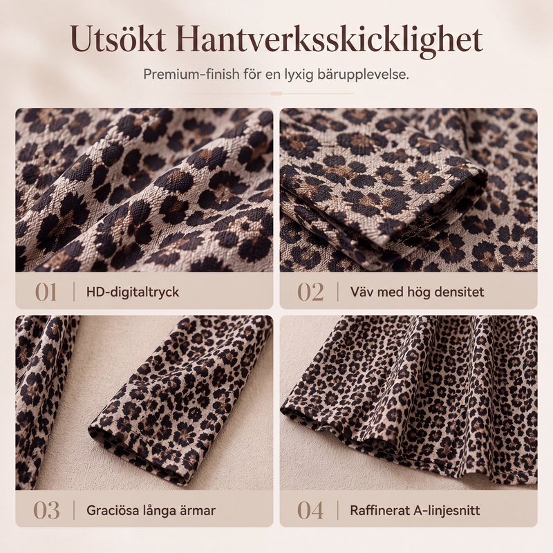 ✨Tidlös statement-stil | Långärmad maxiklänning med leopardmönster för damer-2