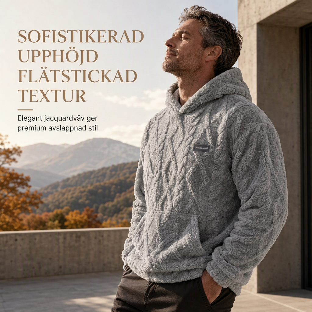 Herrluva med fleecefoder för vinter, jacquardmönstrad, långärmad pullover-tröja för avslappnad utomhusbruk-3