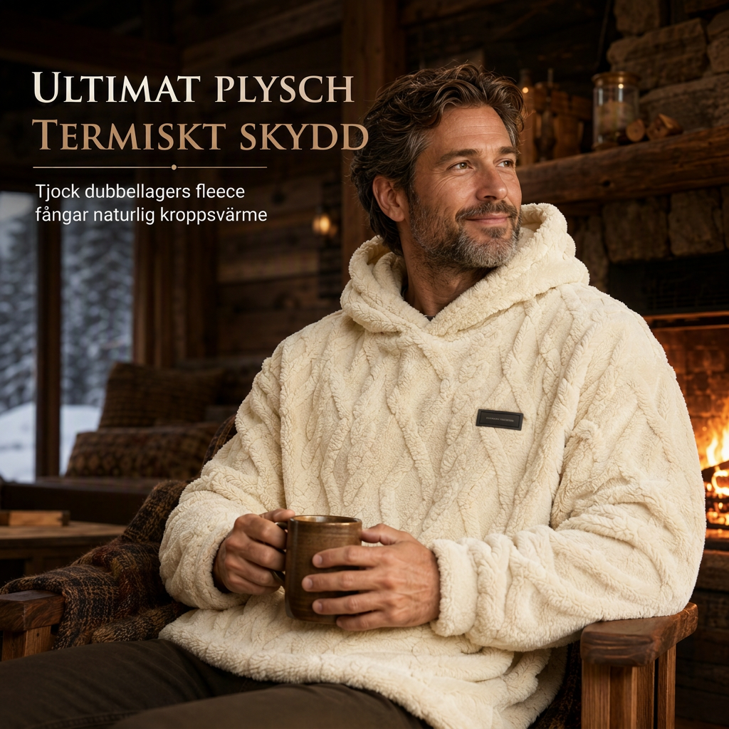 Herrluva med fleecefoder för vinter, jacquardmönstrad, långärmad pullover-tröja för avslappnad utomhusbruk-2