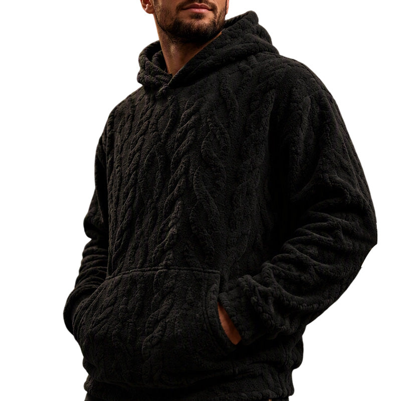 Herrluva med fleecefoder för vinter, jacquardmönstrad, långärmad pullover-tröja för avslappnad utomhusbruk-10