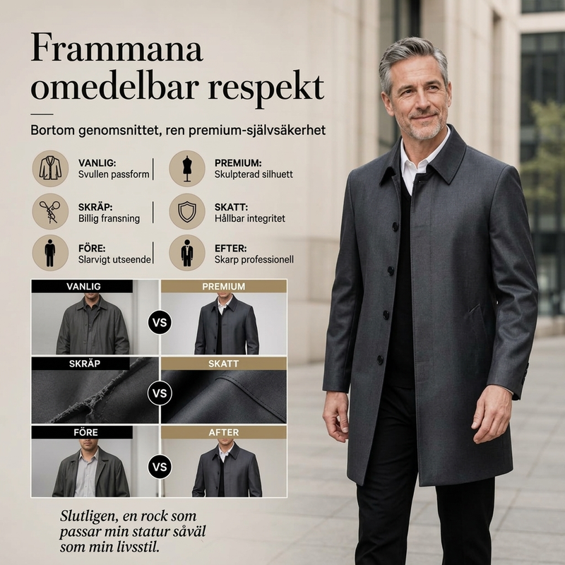 Kavaj i medellängd med krage för män-2