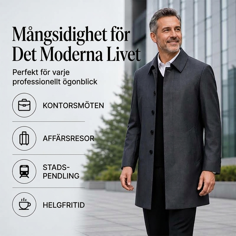 Kavaj i medellängd med krage för män-4