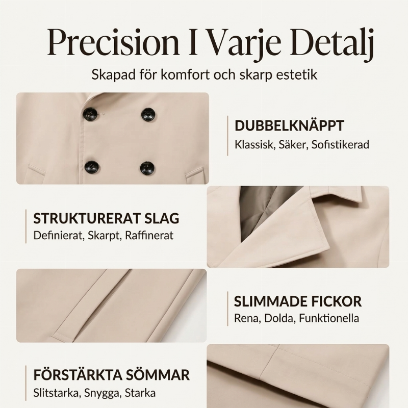 Klassisk dubbelknäppt trenchcoat för män-1