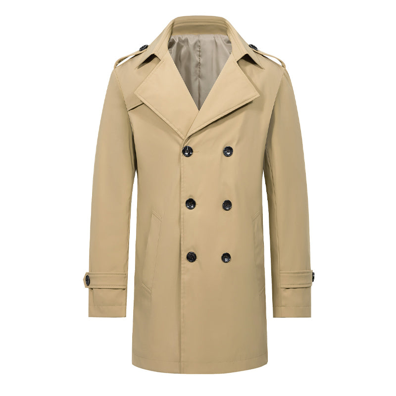 Klassisk dubbelknäppt trenchcoat för män-10