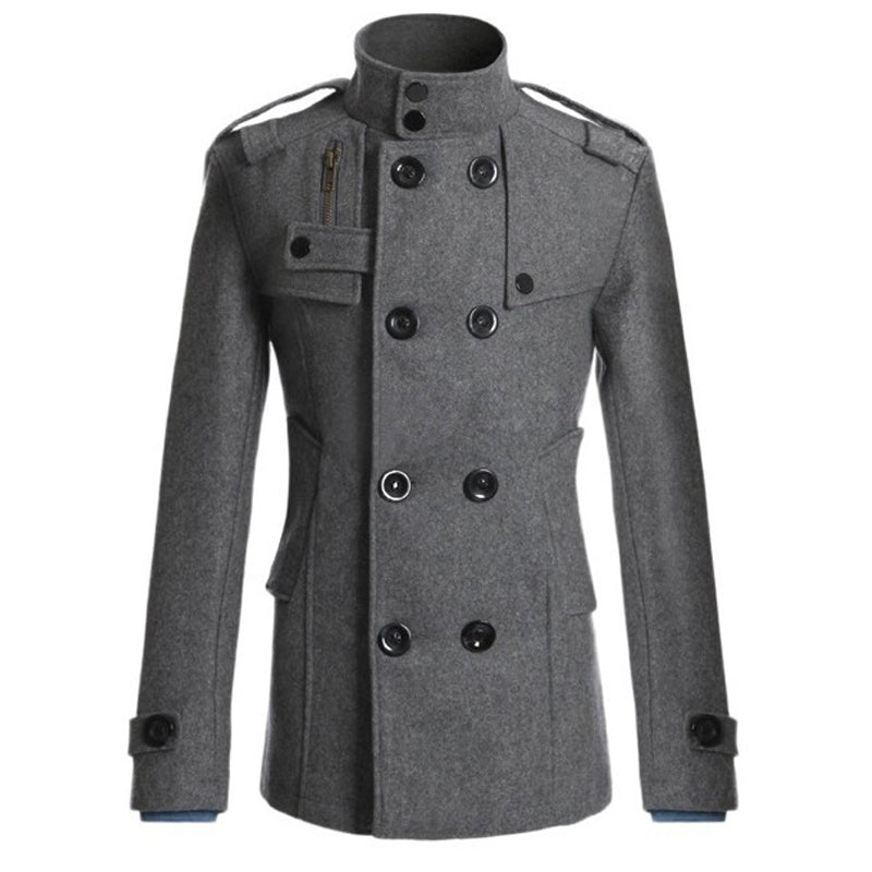 Smalpassad dubbelknäppt trenchcoat för män-10