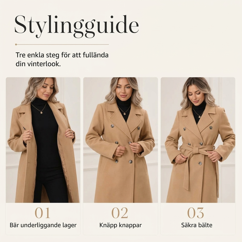 🎉🔥Nyhet & 50 % rabatt!💖🧥Elegant trenchcoat med bälte – dubbelknäppt, högkvalitativ ullkappa för damer, perfekt för höst och vinter-1
