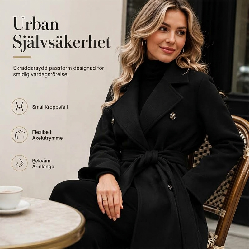 🎉🔥Nyhet & 50 % rabatt!💖🧥Elegant trenchcoat med bälte – dubbelknäppt, högkvalitativ ullkappa för damer, perfekt för höst och vinter-2