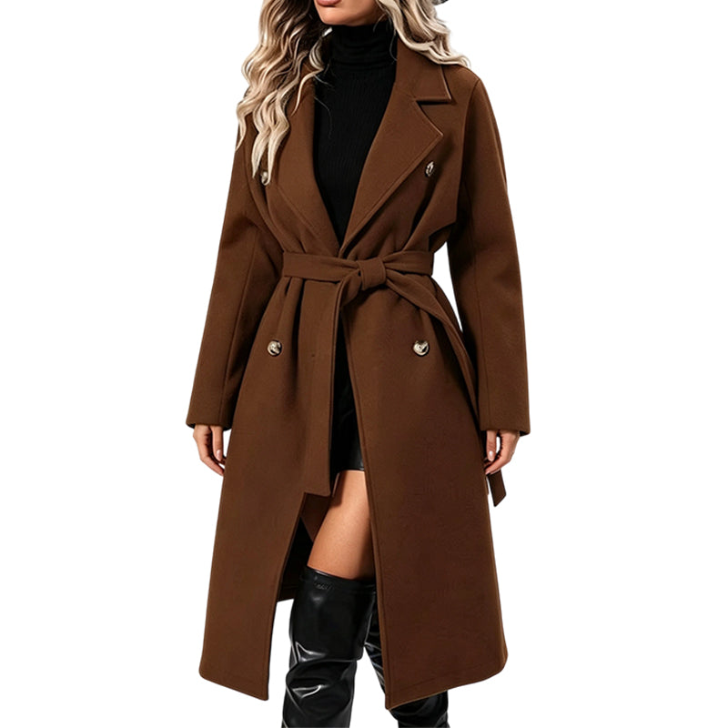 🎉🔥Nyhet & 50 % rabatt!💖🧥Elegant trenchcoat med bälte – dubbelknäppt, högkvalitativ ullkappa för damer, perfekt för höst och vinter-11