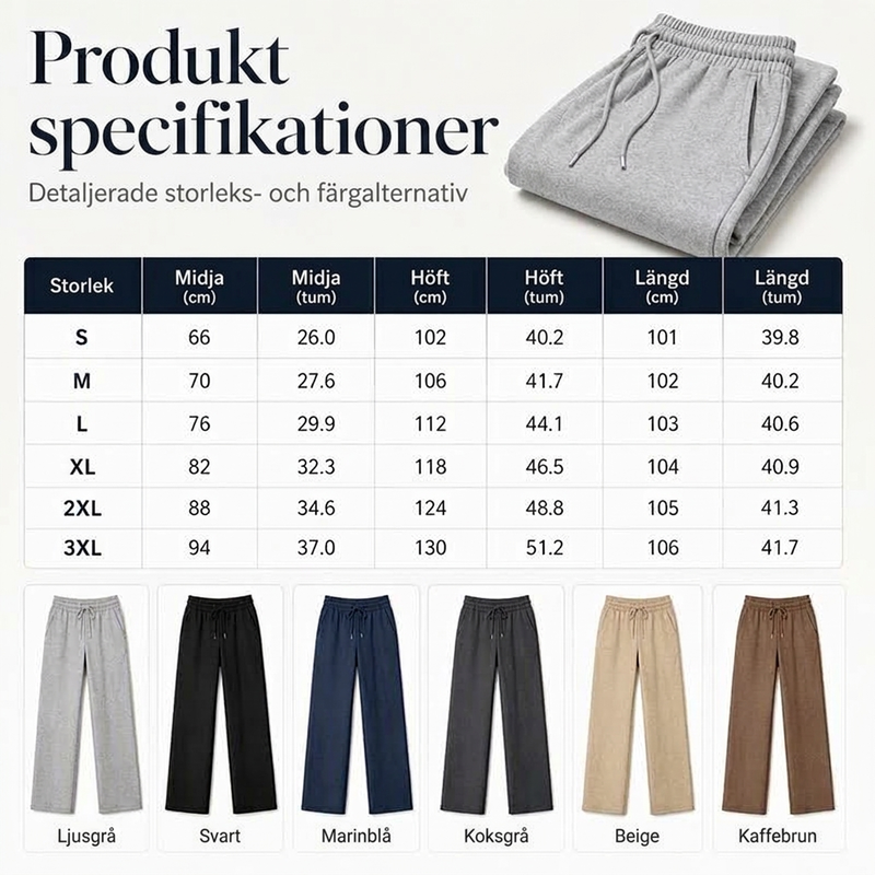 🍂✨Casual byxor i bred modell med dragsko och resårmidja för dam-7