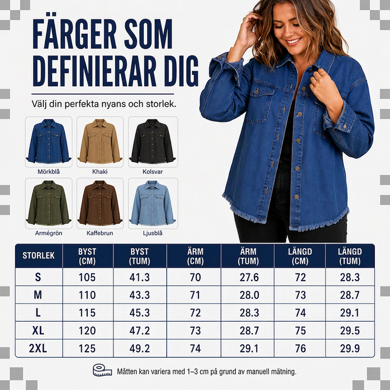 Tvättad jeansjacka för kvinnor med sliten fåll-5