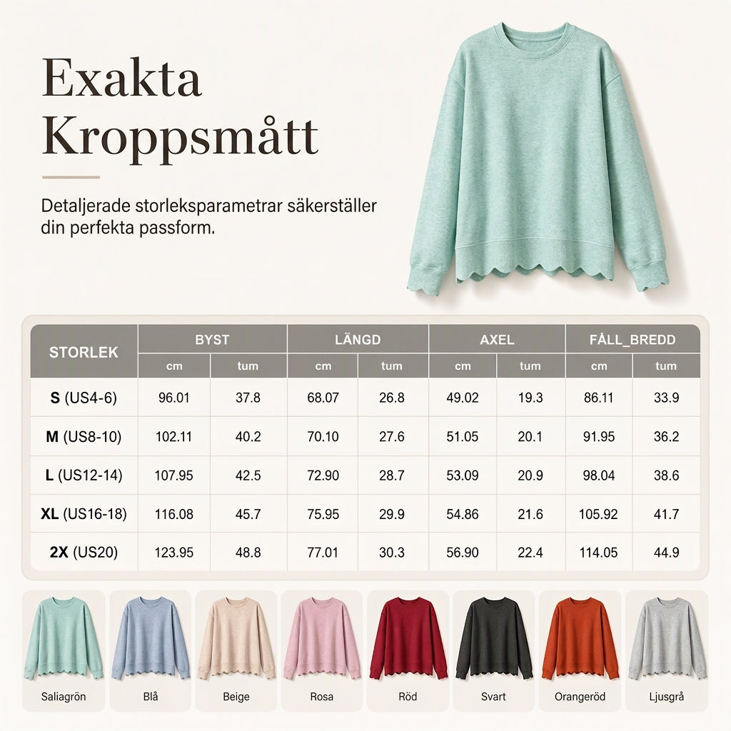 ✨Rundhalsad tröja med musselkantad fåll för kvinnor-7