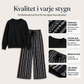 Damsätt i vardagsstil med crewneck-topp och mönstrade byxor-1