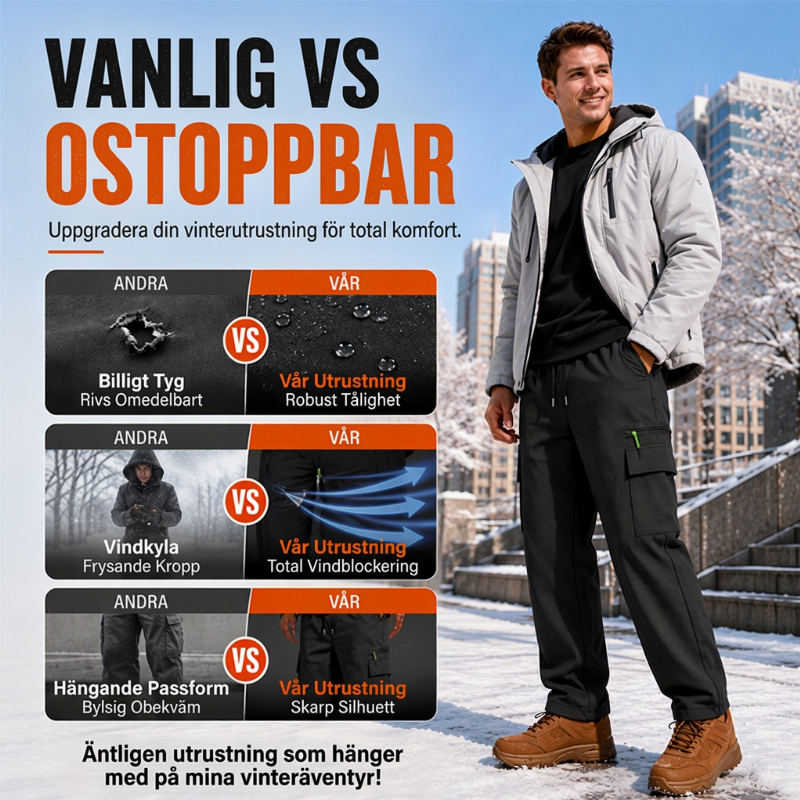 🔥50% NordicShield™ Termocargo Byxor Herr – Vindtäta, Fleecefodrade & Värmande för Vinter & Outdoor-1