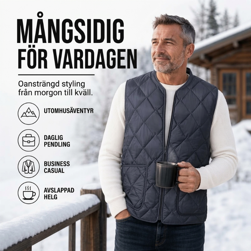 Varmt vinterväst i diamantkviltat tyg för män-4