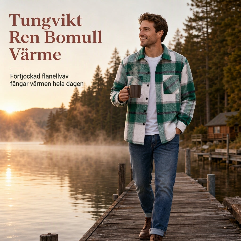 Casual rutig flannelskjorta för män-2
