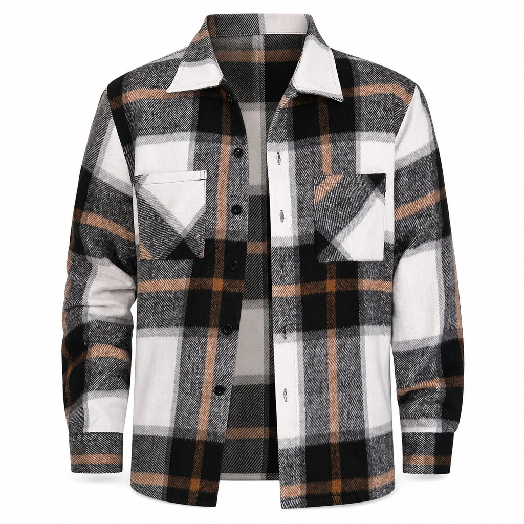 Casual rutig flannelskjorta för män-9