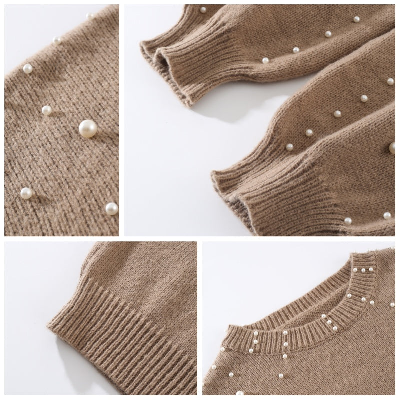 ☁️Mjuk Värme, Höst & Vinter Essentiell🧶 Dam Rund Hals Pullover Tröja – Andningsbar & Hudvänlig, Varm & Mysig | Perfekt Höst/Vinter Stickad ✨-3