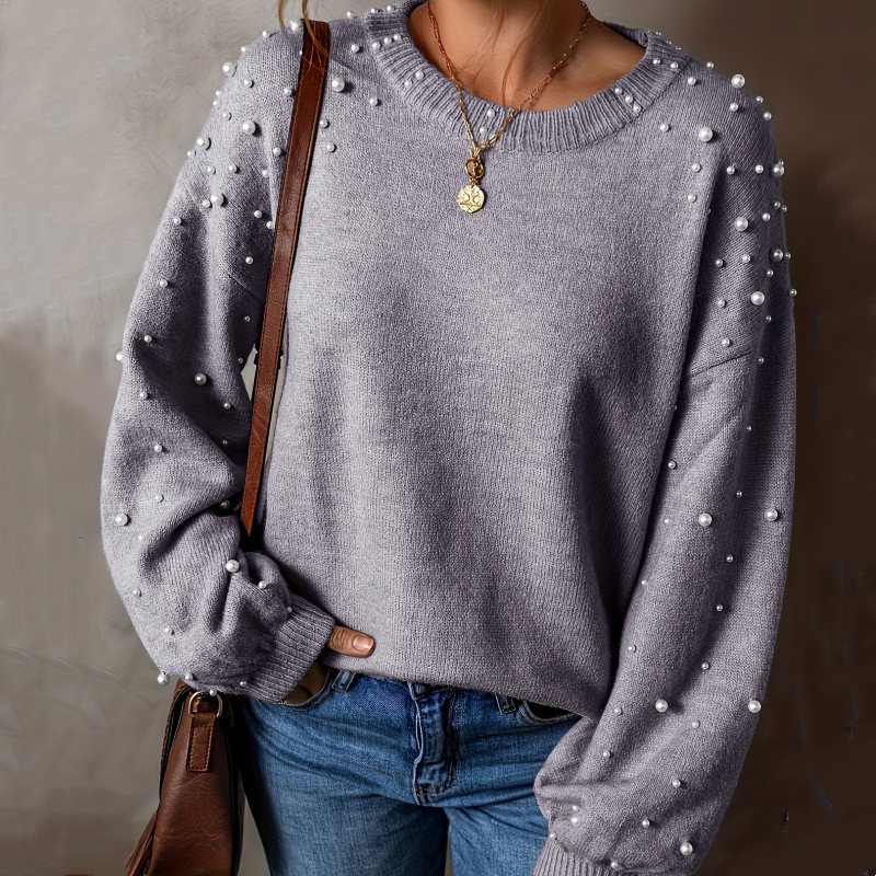 ☁️Mjuk Värme, Höst & Vinter Essentiell🧶 Dam Rund Hals Pullover Tröja – Andningsbar & Hudvänlig, Varm & Mysig | Perfekt Höst/Vinter Stickad ✨-7