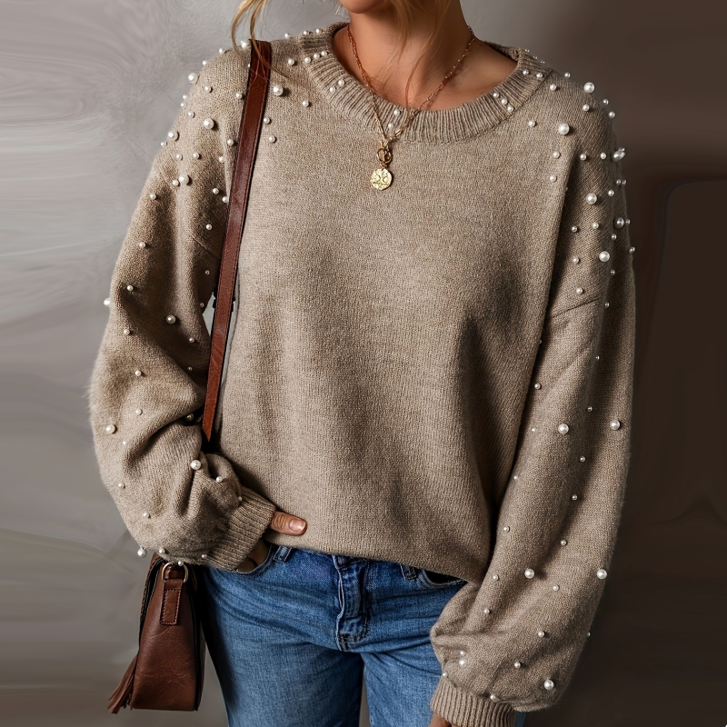 ☁️Mjuk Värme, Höst & Vinter Essentiell🧶 Dam Rund Hals Pullover Tröja – Andningsbar & Hudvänlig, Varm & Mysig | Perfekt Höst/Vinter Stickad ✨-10