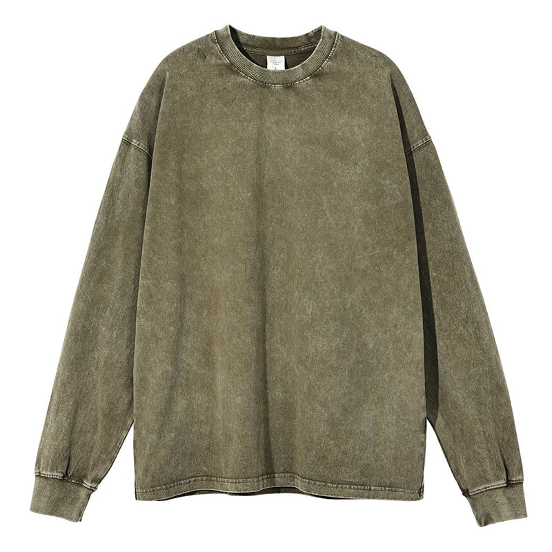 Vintagetvättad långärmad t-shirt-9