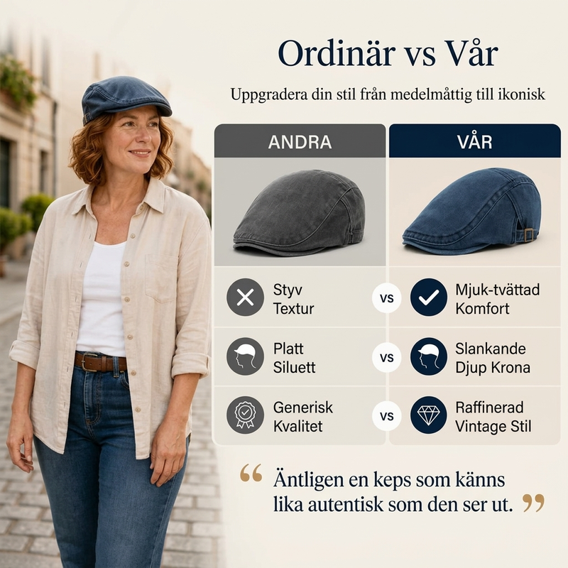 Unisex Vintage Flat Cap i Denimstil – Klassisk Baskerkeps med Retro Look & Komfortabel Passform-3