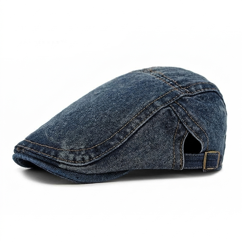 Unisex Vintage Flat Cap i Denimstil – Klassisk Baskerkeps med Retro Look & Komfortabel Passform-8