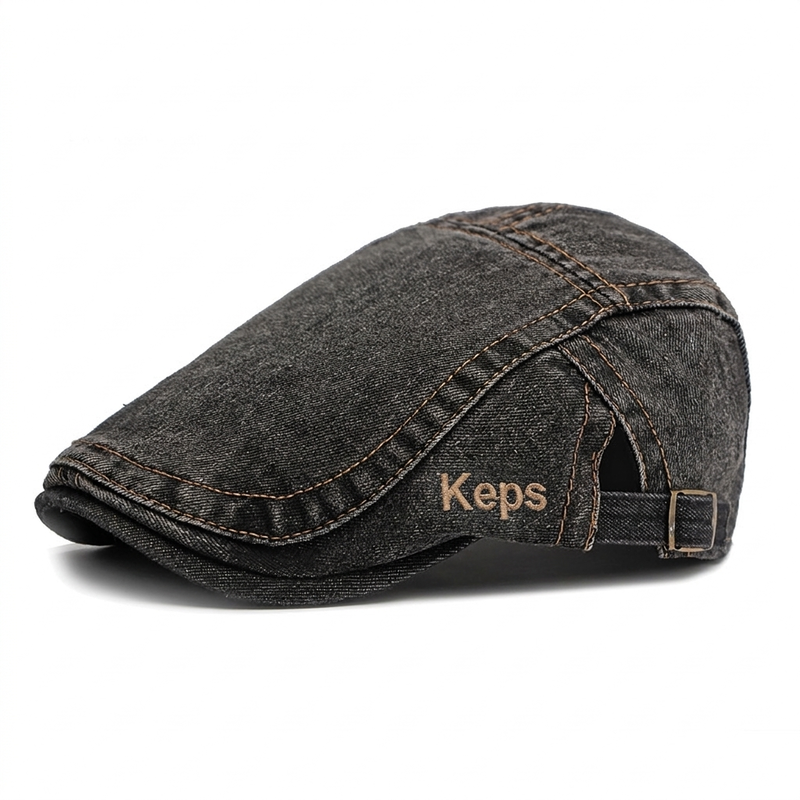 Unisex Vintage Flat Cap i Denimstil – Klassisk Baskerkeps med Retro Look & Komfortabel Passform-9