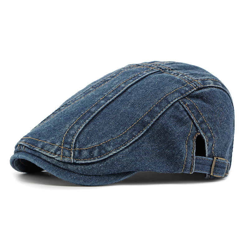 Unisex Vintage Flat Cap i Denimstil – Klassisk Baskerkeps med Retro Look & Komfortabel Passform-11