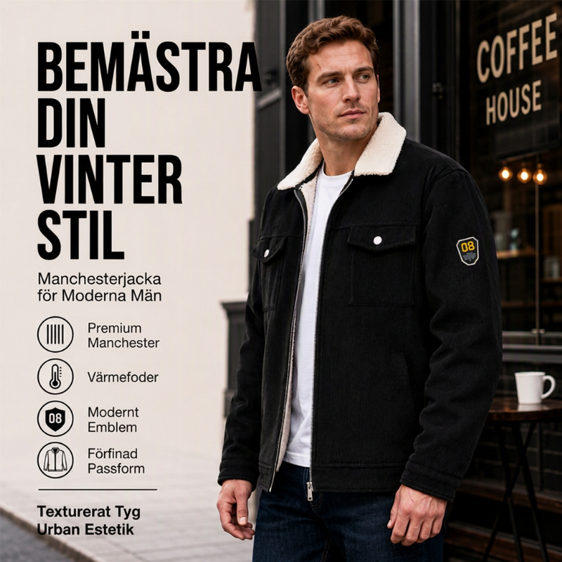 Varm manchesterjacka för män, vinter