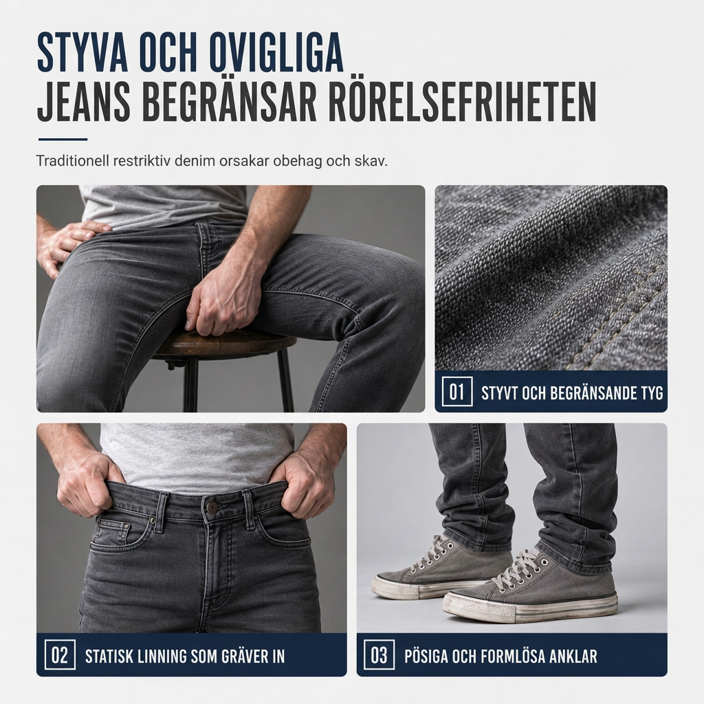 🔥50 % rabatt! 🔥Herrkasuella tvättade denimjoggerbyxor med ärmudd-1