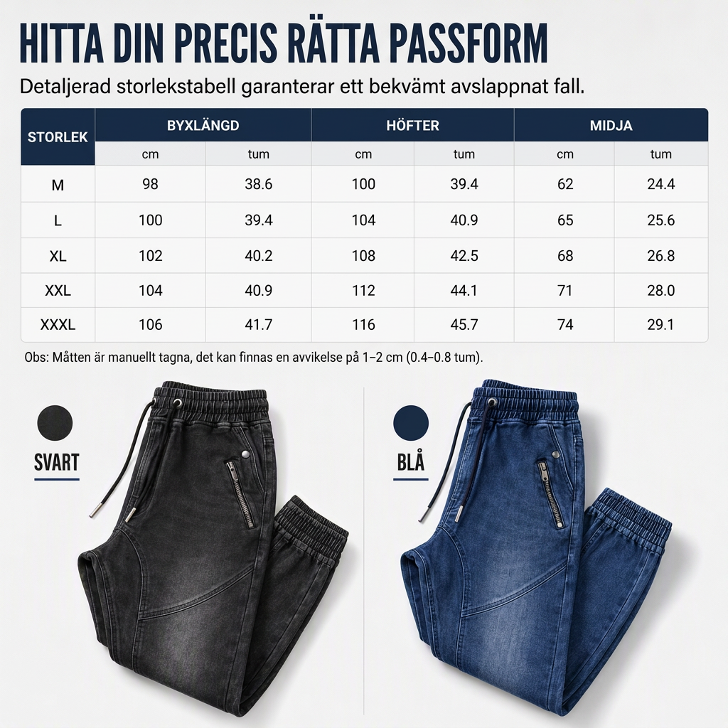 🔥50 % rabatt! 🔥Herrkasuella tvättade denimjoggerbyxor med ärmudd-7