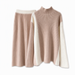 🍂 Höst-/vintererbjudande ✨ 2-delat stickat set för damer i färgblock – varm tröja och elegant kjol för en chic look-10