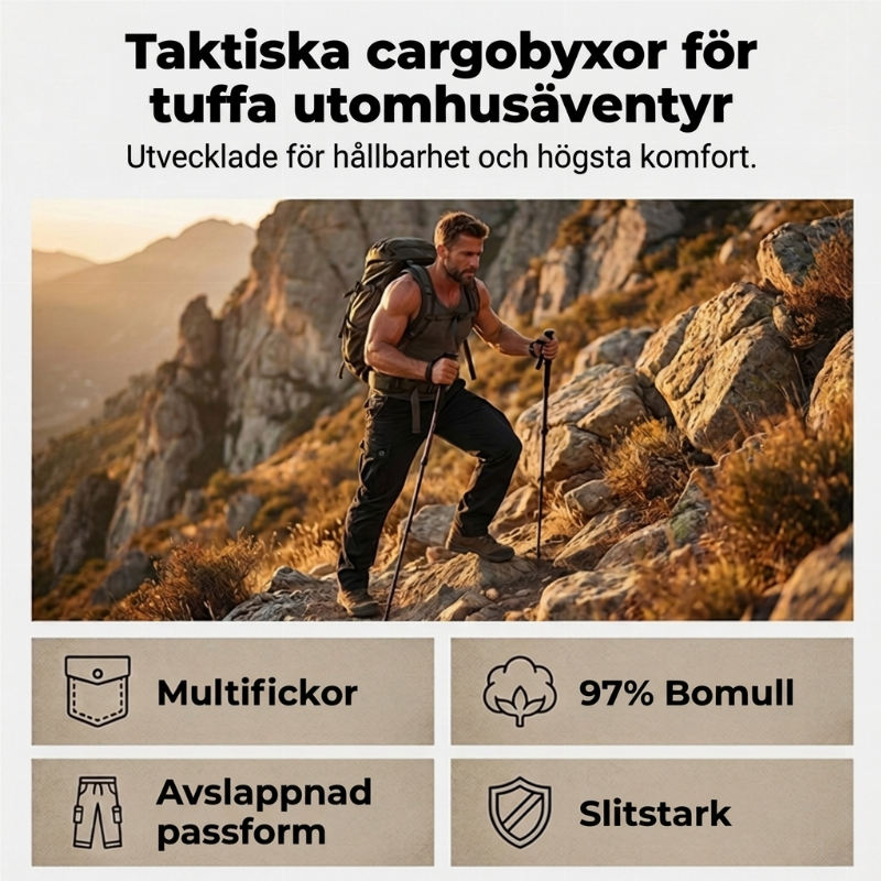 🔥50 % rabatt! Cargobyxor i bomull med flera fickor för herr-2