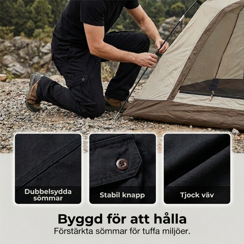 🔥50 % rabatt! Cargobyxor i bomull med flera fickor för herr-6