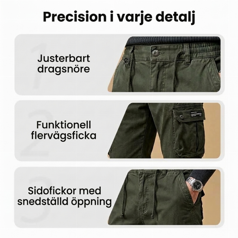 🔥50 % rabatt! Cargobyxor i bomull med flera fickor för herr-10