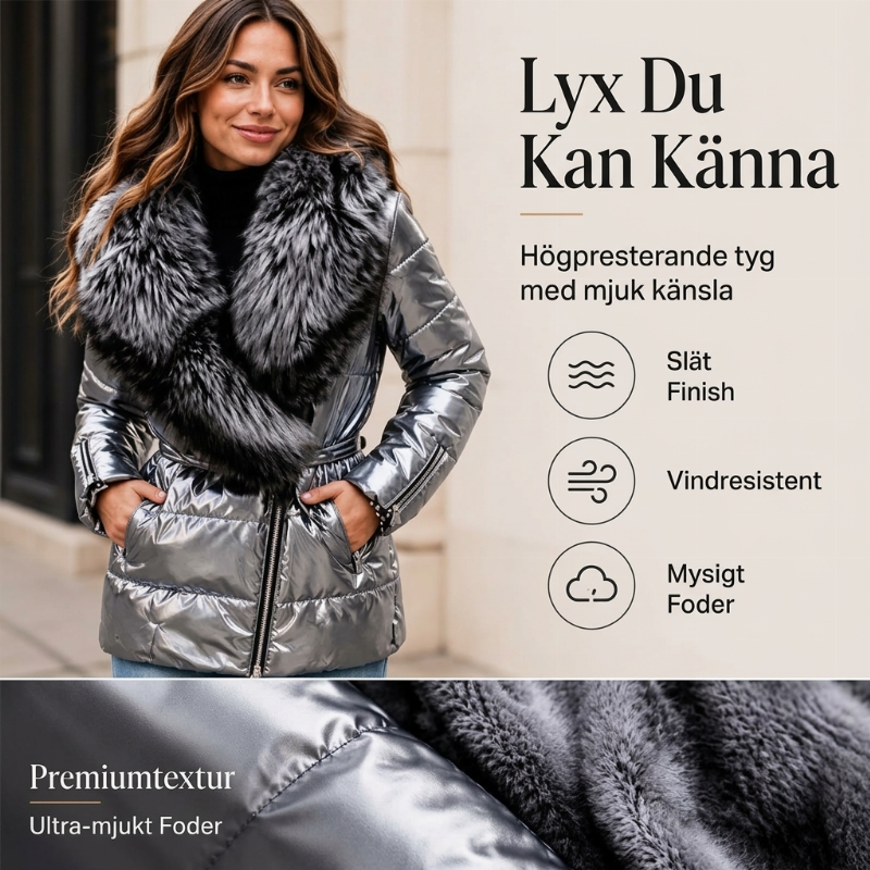 🔥Fri frakt✈️Damjacka med foder och krage i imitationspäls-3