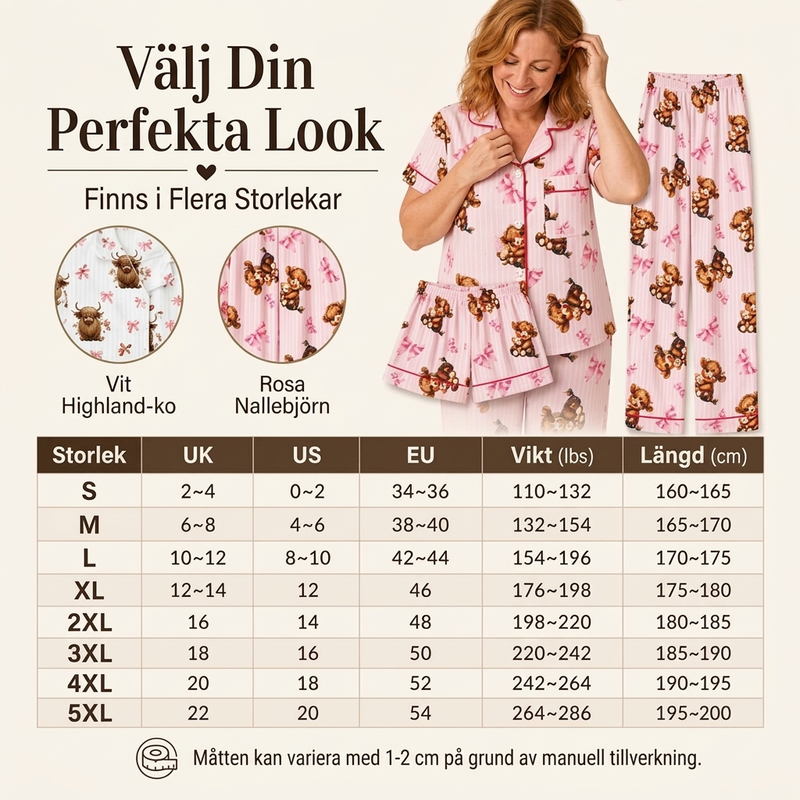 🐮Pyjamasset Dam med Highland Cow-mönster – Mjukt & Mysigt 3-delat Set-5