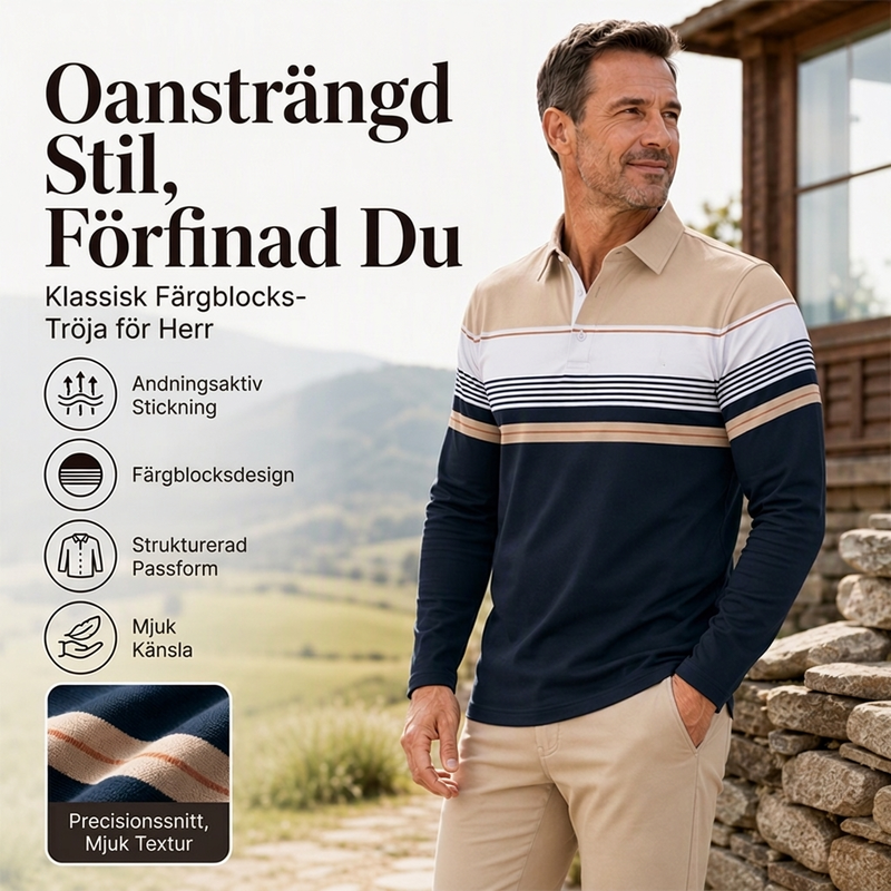 🔥50 % rabatt!🛍️✨Klassisk randig topp med färgblock i herrstorlekar