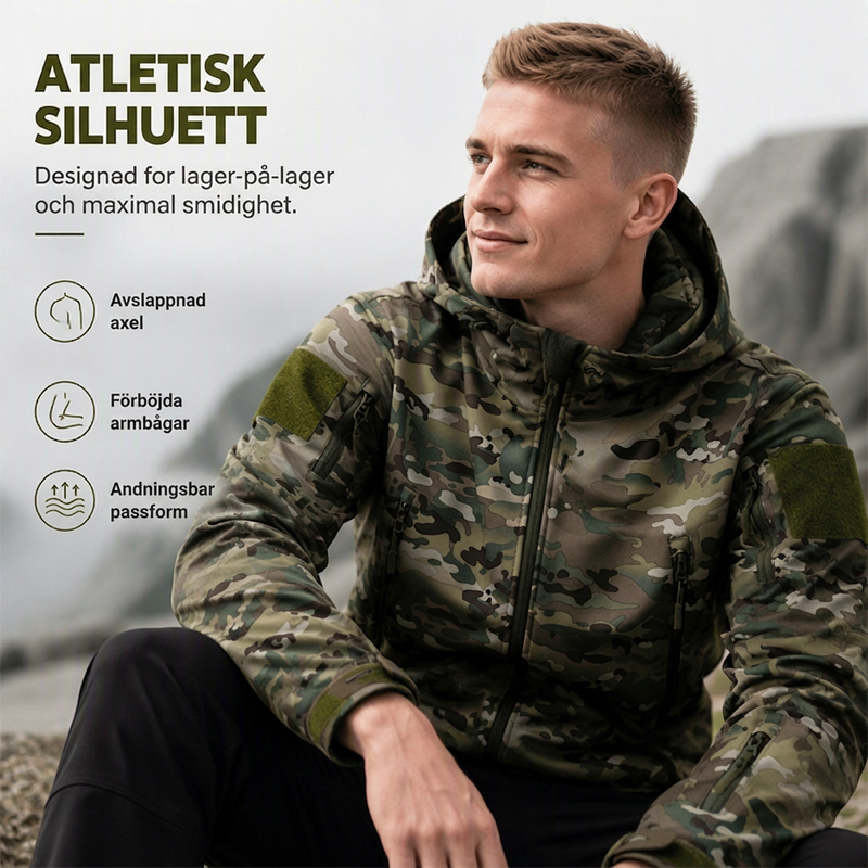 🔥50 % rabatt! Herrjacka med huva för utomhusbruk, kamouflage-1