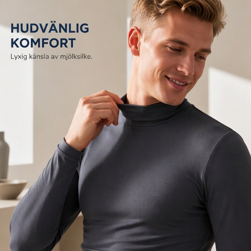 🔥50% 👕 Herrtröja med kort krage i premium mjölksilke – hög elasticitet, 3D-formad passform, mjuk, lättskött, nu till halva priset! ✨-1