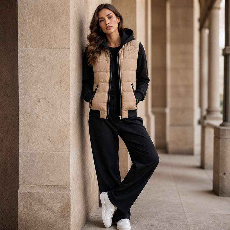 🚚 Fri frakt på just den här produkten! ✨ 🧥 Vadderad huvjacka för kvinnor med lappad design – varm, bekväm och perfekt för kalla dagar, nu till halva priset! ✨-6