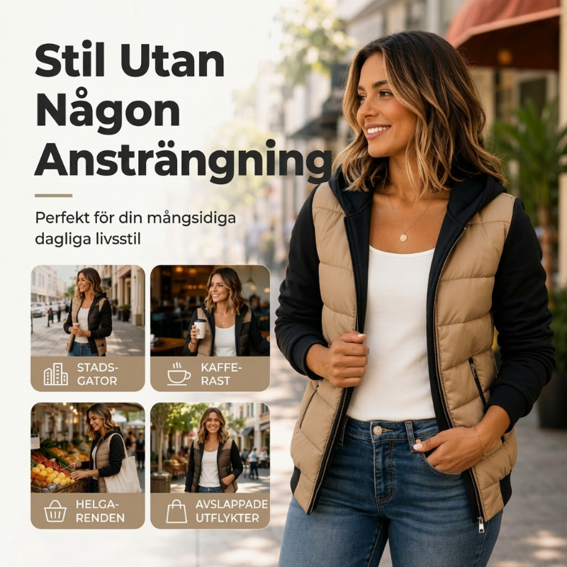 🚚 Fri frakt på just den här produkten! ✨ 🧥 Vadderad huvjacka för kvinnor med lappad design – varm, bekväm och perfekt för kalla dagar, nu till halva priset! ✨-4