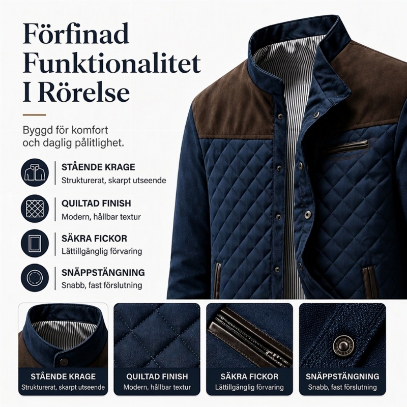 ✨Begränsat antal i lager, missa inte detta! 🎁Snygg, vadderad herrjacka med ståkrage som håller dig varm-1