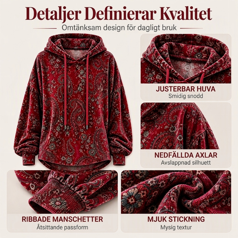 📢🎉50 % rabatt!!!🛍️✨Huvtröja för damer med paisley-mönster och dragsko-1