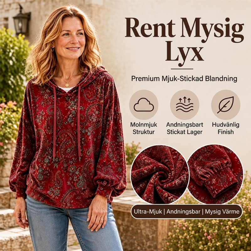 📢🎉50 % rabatt!!!🛍️✨Huvtröja för damer med paisley-mönster och dragsko-3