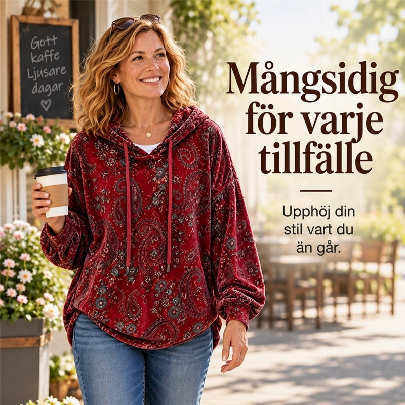 📢🎉50 % rabatt!!!🛍️✨Huvtröja för damer med paisley-mönster och dragsko-4