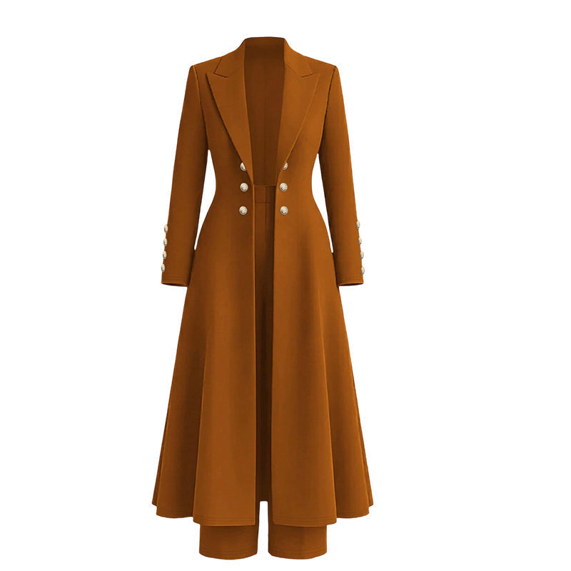 ✈️Fri frakt💰 Halva priset! 🍂 Kvinnlig elegant höst-outfit i två delar – retro långärmad kavaj och enkla byxor, stilren och bekväm för vardag och fest. ✨-8
