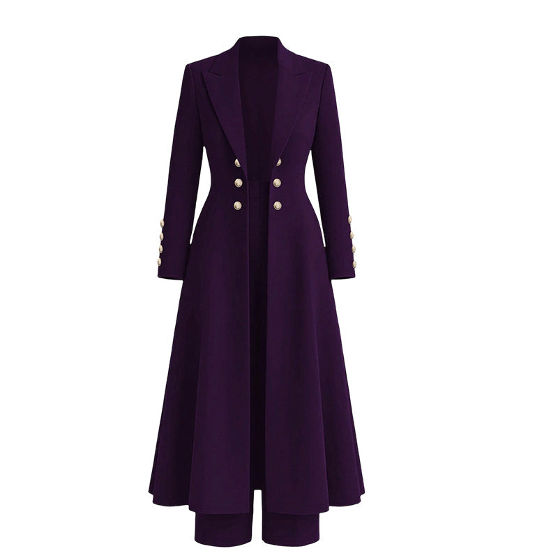 ✈️Fri frakt💰 Halva priset! 🍂 Kvinnlig elegant höst-outfit i två delar – retro långärmad kavaj och enkla byxor, stilren och bekväm för vardag och fest. ✨-16