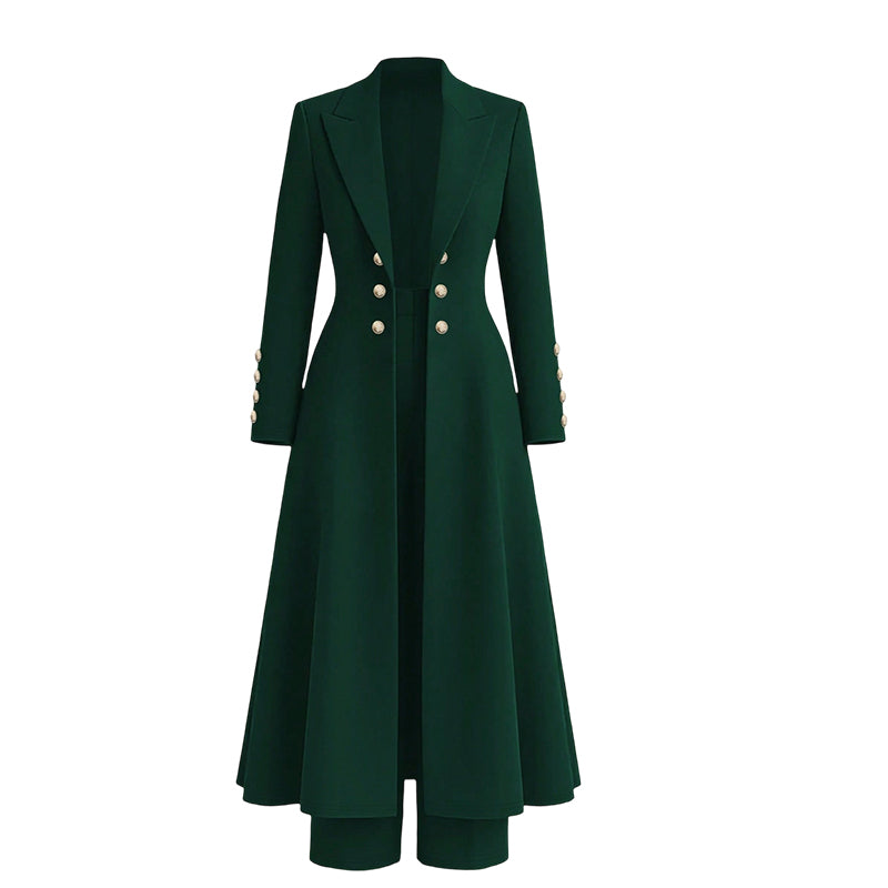 ✈️Fri frakt💰 Halva priset! 🍂 Kvinnlig elegant höst-outfit i två delar – retro långärmad kavaj och enkla byxor, stilren och bekväm för vardag och fest. ✨-14