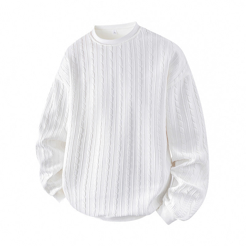 🧶 Herrtröja med flätstickning och rund hals – mjuk, varm, perfekt för höst och vinter, nu till halva priset! ✨-9
